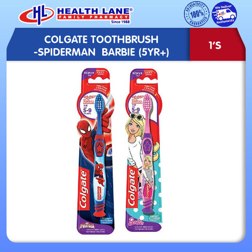 COLGATE TOOTHBRUSH -SPIDERMAN / BARBIE (5YR+) 1'S